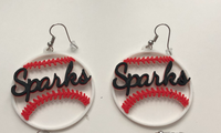 3 color baseball or softball earrings