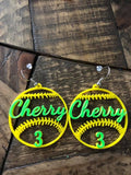 Customizable Baseball Earrings - Provide Player/Team Name and Number