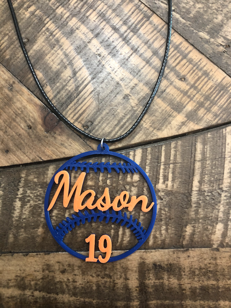 Custom 3D Printed Baseball Necklace